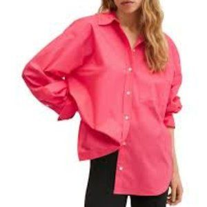 MANGO Oversized Pink Cotton Shirt